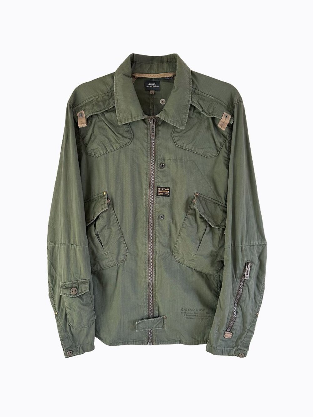 Vtg G-Star Raw Military Tactical Field Jacket M/L Olive Green Cargo Sniper Y2K